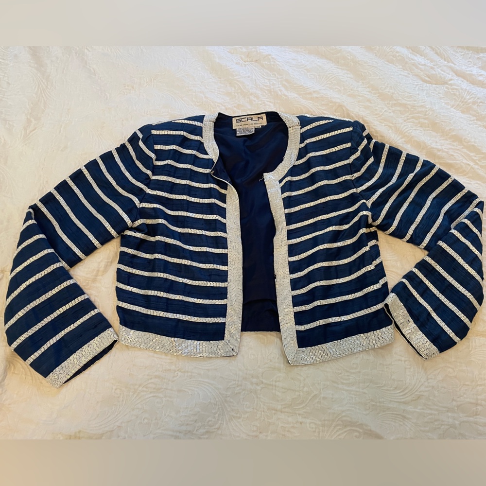 Scala Silk Collarless Blazer